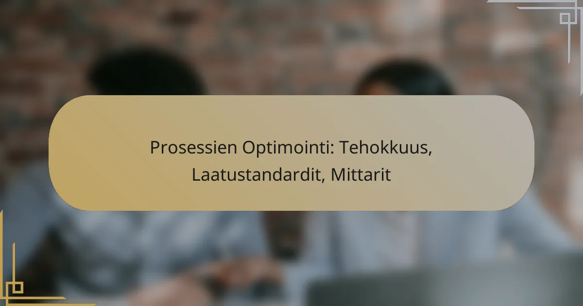 Prosessien Optimointi: Tehokkuus, Laatustandardit, Mittarit