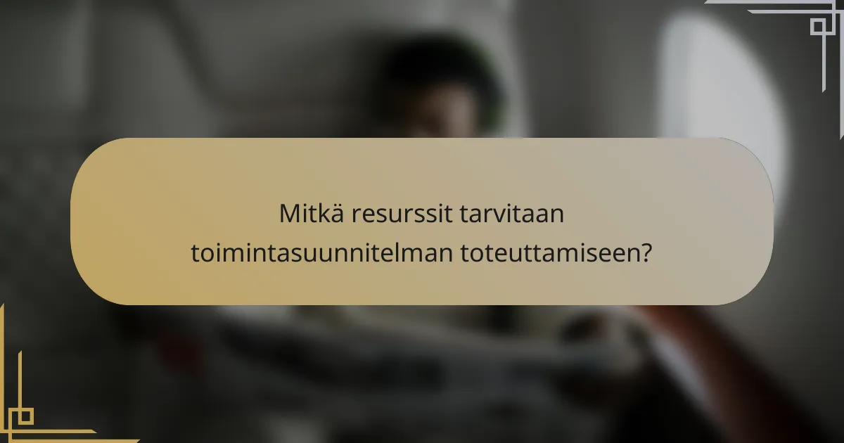 Mitkä resurssit tarvitaan toimintasuunnitelman toteuttamiseen?